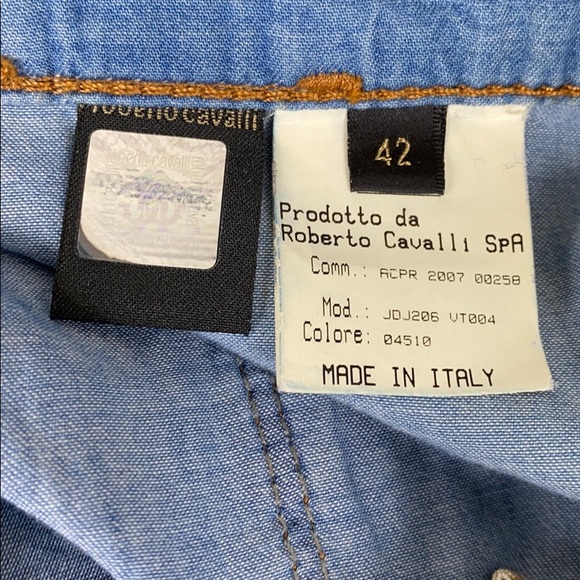 Roberto Cavalli Chambray Wide Leg Pant - Picture 8 of 9